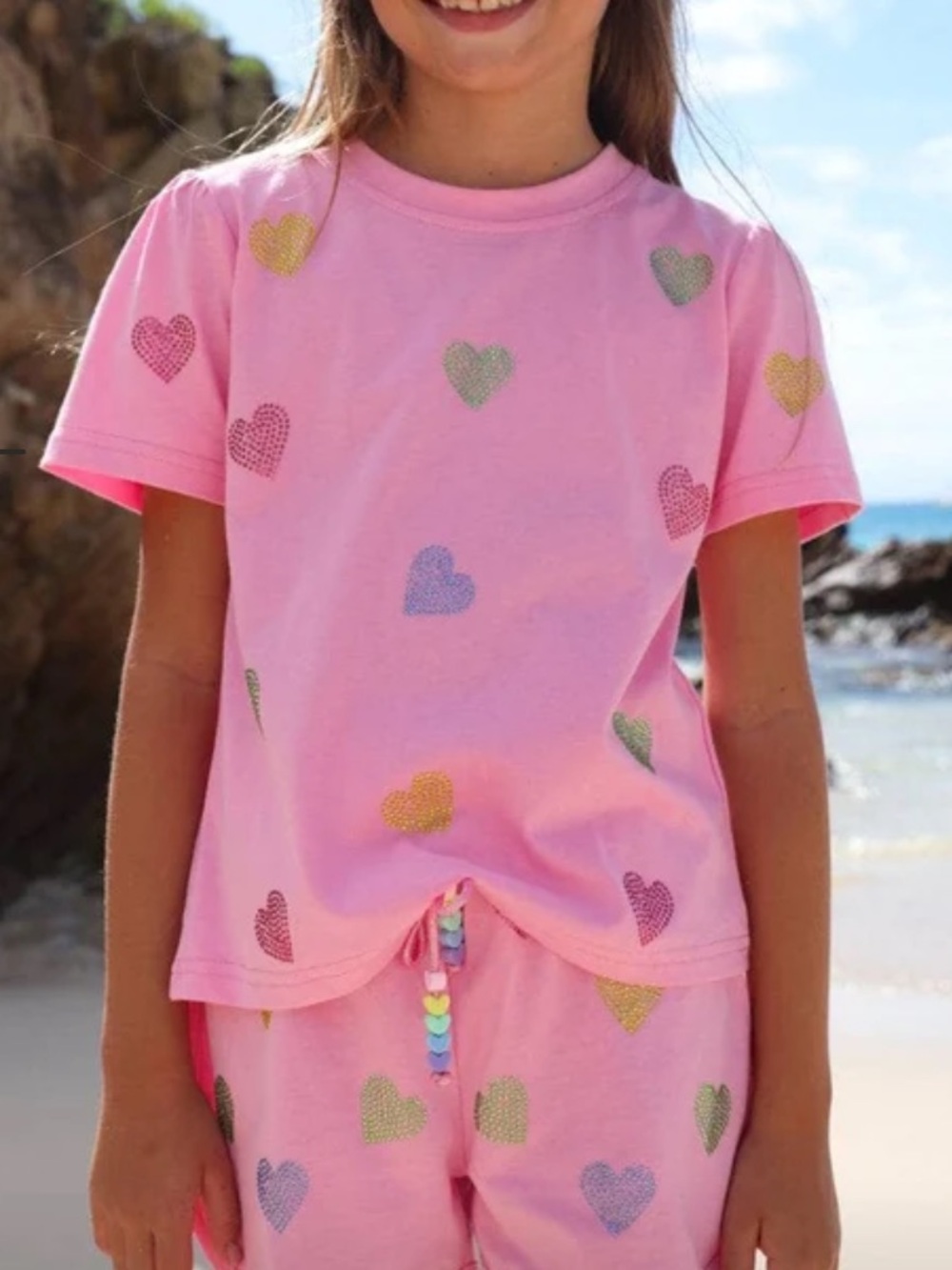 Lola + The Boys Crystal Hearts Shorts Sleeve T-shirt